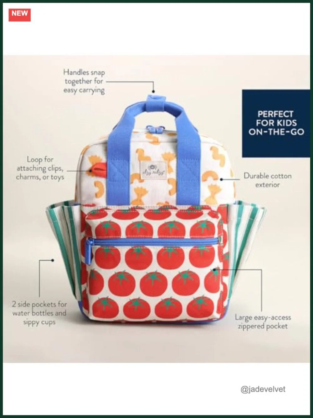Toddler Backpack Daycare Bag with Wipeable Interior Adjustable Straps